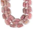 Natural Madagascar Rose Quartz Prism Cut Double Point 15x25mm 15.5'' Strand