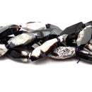 Black White Agate Faceted Nugget Rice Tube Beads Size13-16 x 40-45mm 15.5"Strand
