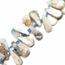 aquamarine graduated smooth flat teardrop beads