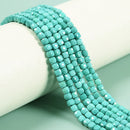 Blue Turquoise Faceted Cube Beads Size 4mm 15.5'' Strand