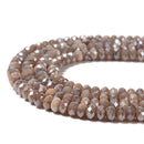 Peach Moonstone Electroplated AB Faceted Rondelle Size 4x6mm 5x8mm 15.5''Strand