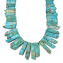 Blue Sea Sediment Jasper Graduated Slice Sticks Points Beads 15-55mm 15.5" Strand