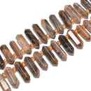 Black Moonstone Graduated Top Drill Faceted Points 10x25-10x35mm 15.5'' Strand