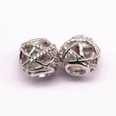 silver plated mirco pave clear zircon ball charm