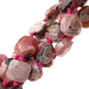 rhodochrosite rough faceted flat square slice beads
