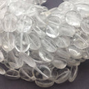 clear quartz smooth irregular flat oval beads