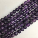 large hole amethyst matte round beads