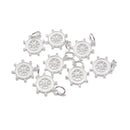 925 Sterling Silver Ship Wheel Charm Pendant Size 12mm 5pcs per Bag