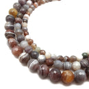 Botswana Agate Faceted Round Beads 6mm 8mm 10mm 15.5" Strand