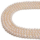 No.2 Fresh Water Pearl White Ringed Potato Round Beads 5mm - 15mm 15.5'' Strand