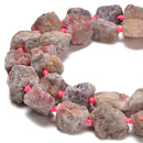 Natural Pink Tourmaline Rough Nugget Chunks Beads Size 20-30mm 15.5'' Strand