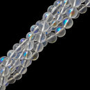 ab coated frosted cream quartz smooth round beads