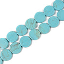 Blue Turquoise Coin Shape Beads Size 16mm 15.5'' Strand