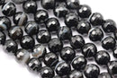 black Striped agate faceted round beads