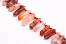 red amphibole quartz graduated top drill points beads