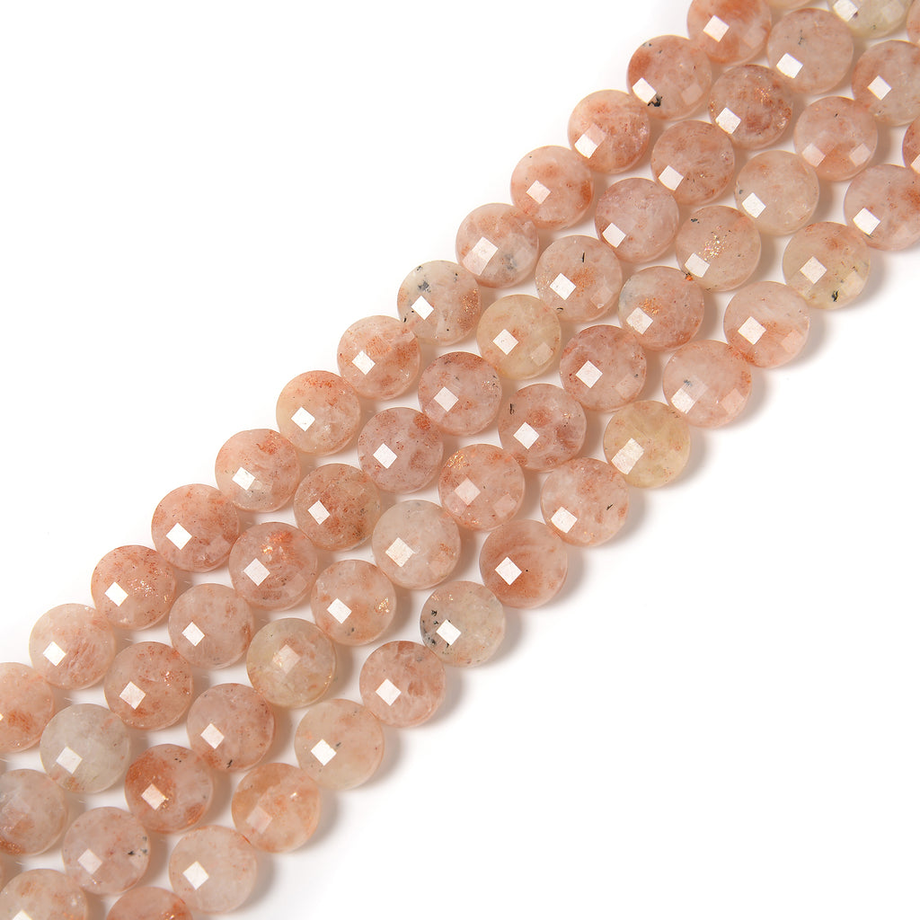 8 Inches High Quality Sunstone Feldspar Faceted Geometrical Crown 2024 Cut Beads Natural Gemstone Center Drill Beads Line | 13x16x4 to 5x7x3 mm