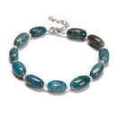 Apatite Pebble Nugget Beaded Bracelet Silver Plated Clasp 8x15mm 7.5" Length