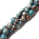 Blue Calsilica Jasper Smooth Round Beads 4mm 6mm 8mm 10mm 12mm 15.5" Strand