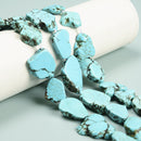 Blue Turquoise Irregular Slab Slice Shape Beads Size 15-20x15-25mm 15.5" Strand