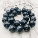 indigo gabbro smooth round beads