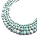 high quality natural larimar faceted round beads