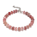 Strawberry Quartz Faceted Rondelle Beaded Bracelet Silver Clasp 5x7mm 7.5"Length