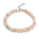 Morganite Rondelle Wheel Beaded Bracelet Silver Plated Clasp 3-5x7mm 7.5" Length