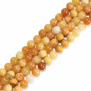 Natural Yellow Jade Smooth Round Beads Size 6mm 8mm 10mm 15.5'' Strand