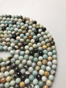 multi amazonite faceted round beads