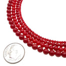 red bamboo coral smooth round beads