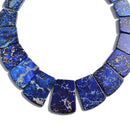 Blue Sea Sediment Jasper Graduated Trapezoid Slab Slice Beads 22-35mm 15.5"Strand