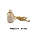 White Opal Essential Oil Bottle Necklace Hexagon/Trapezoid Shape & Gold Chain