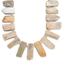 Natural White Moonstone Graduated Slab Slice Stick Points Beads 10-12mmx22-45mm 15.5'' Strand