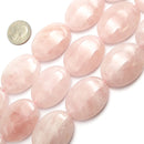 rose quartz smooth large oval beads