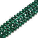 Natural Malachite Smooth Round Beads Size 7.5-8mm 15.5'' Strand