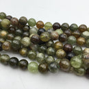 natural green garnet smooth round beads