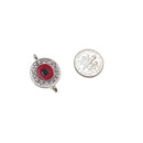 round evil eye charm gold silver plated copper with rhinestones