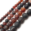 Brown Striped Agate Matte Round Beads 4mm 6mm 8mm 10mm 12mm 15.5" Strand