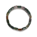 Natural Indian Agate Double Drill Elastic Bracelet Size 11x15mm Length 7.5"