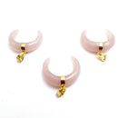rose quartz cresent moon pendant