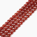 Carnelian Faceted Coin Beads Size 10mm 15.5'' Strand
