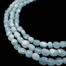 natural blue aquamarine faceted pebble nugget beads