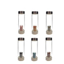 04 - Crystal Infused Healing Glass Water Bottle Gemstone Chips 9" Tall Labradorite, Rose Quartz, Jasper, Black Tourmaline, Turquoise