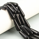 Black Stripe Agate Smooth Full Teardrop Beads Size 10x30mm 15.5'' Strand