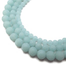 Aqua Dyed Quartz Matte Round Beads 6mm 8mm 10mm 15.5" Strand
