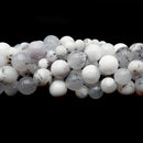 Dendritic Snow White Opal Smooth Round Beads 6mm 8mm 10mm 15.5" Strand