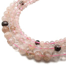 Translucent Pink Rutilated Quartz Smooth Round Beads 6mm 8mm 10mm 15.5" Strand