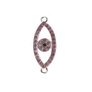 evil eye charm silver plated copper with micro pave pink zircon