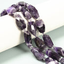 Teeth Chevron Amethyst Irregular Faceted Barrel Drum Chunk 12-30mm 15.5'' Strand