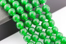 large hole green dyed jade smooth round beads